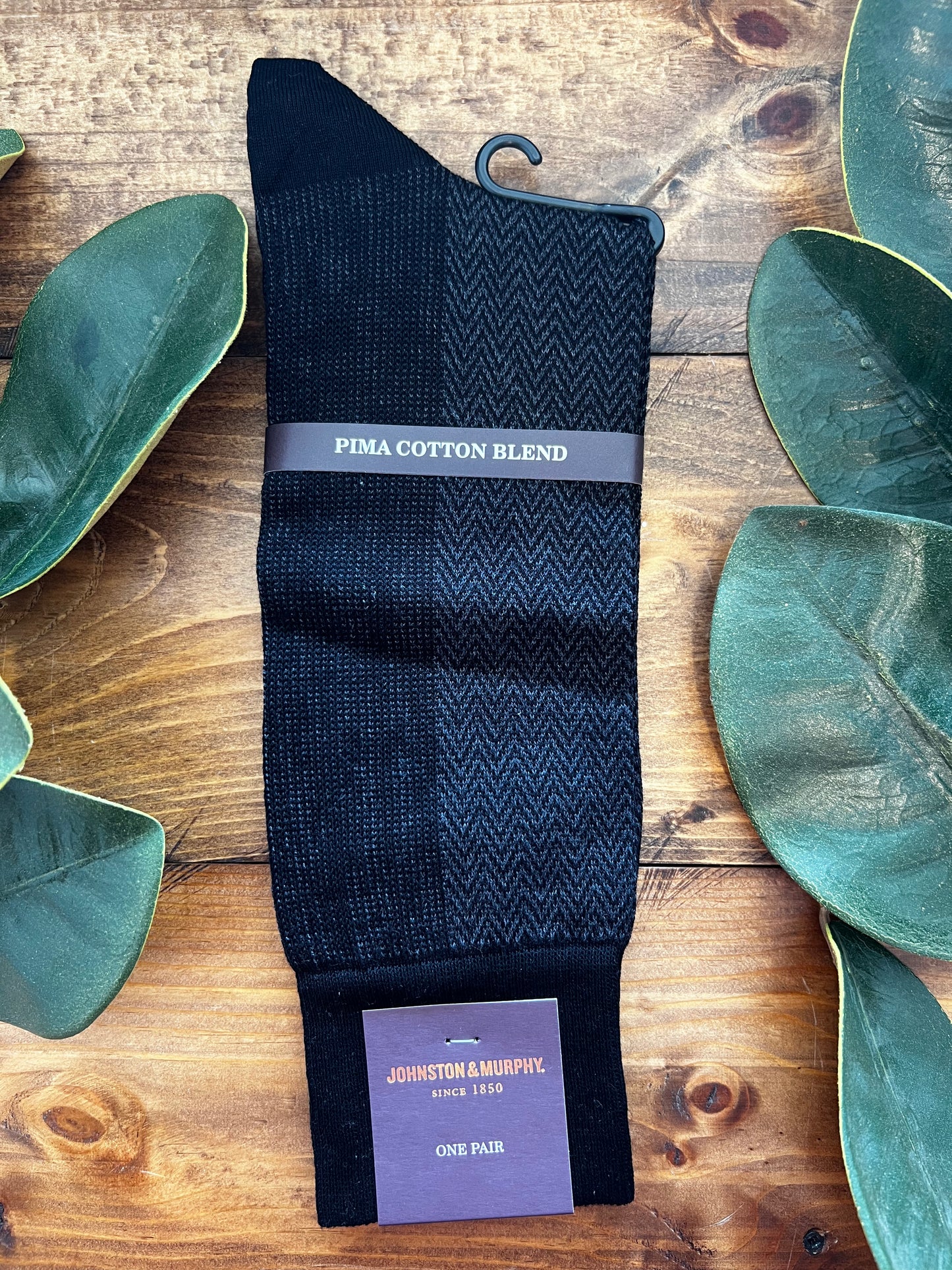 Herringbone Panel Socks - Black