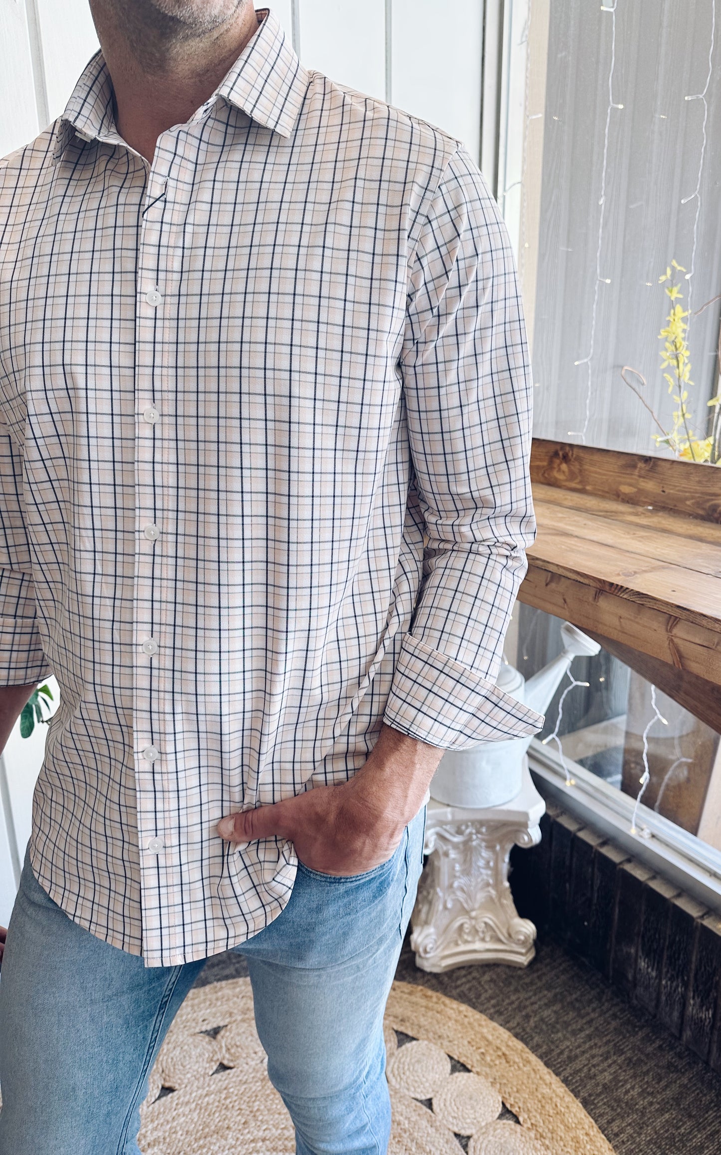 Leeward LS - White Multi Plaid