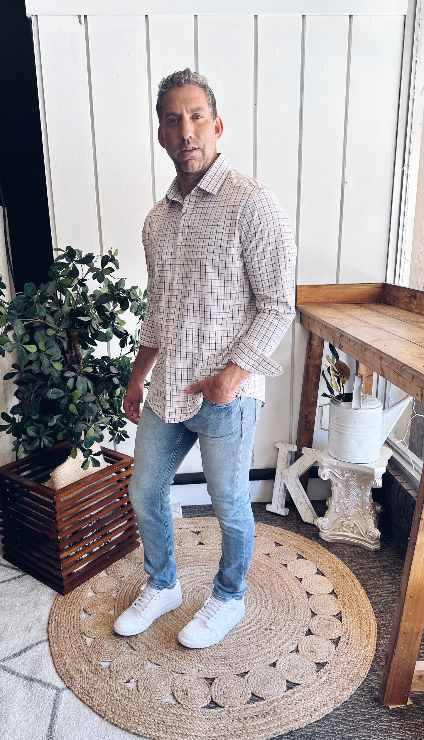 Leeward LS - White Multi Plaid