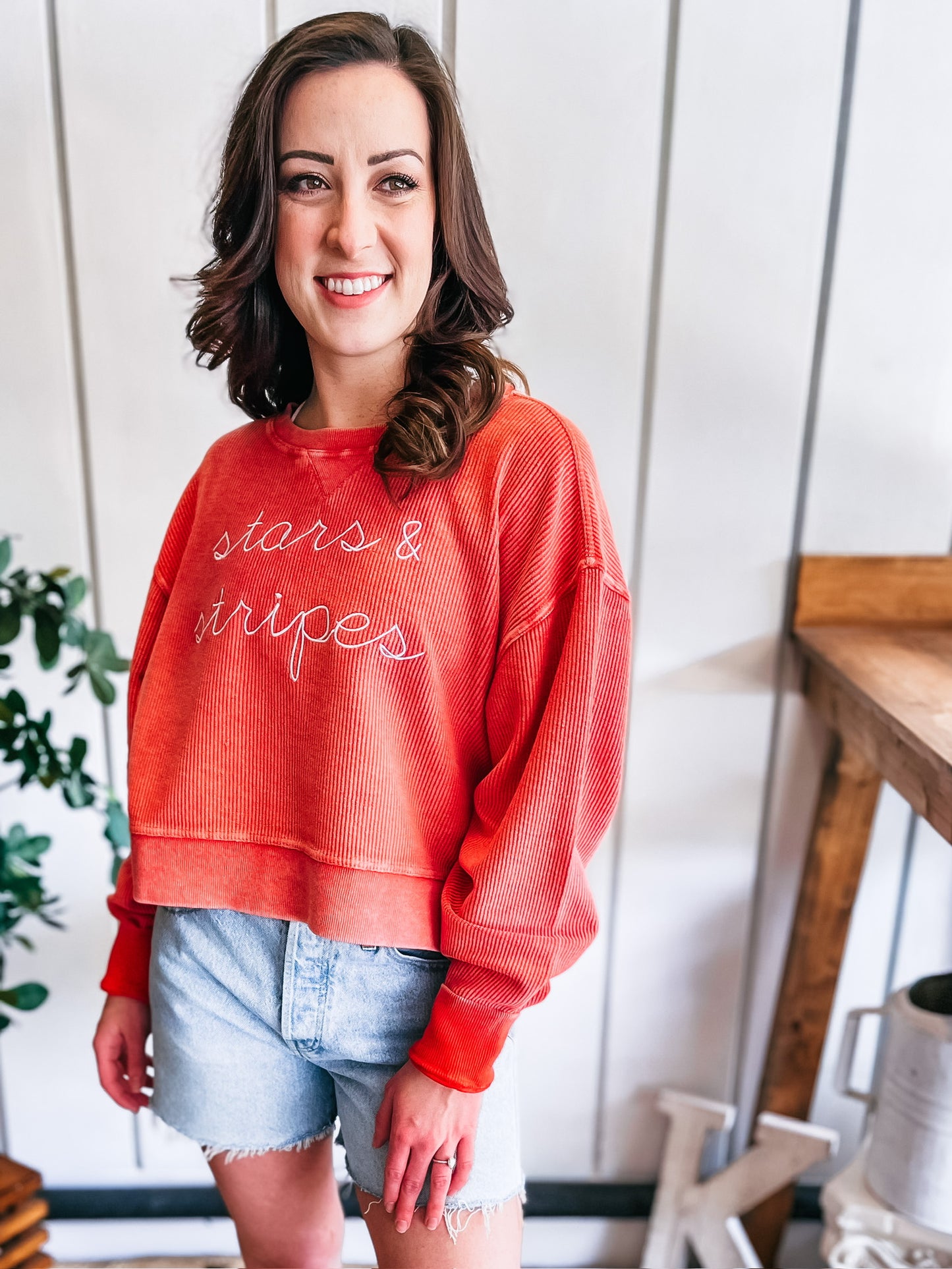 Stars & Stripes Ribbed Sweatshirt