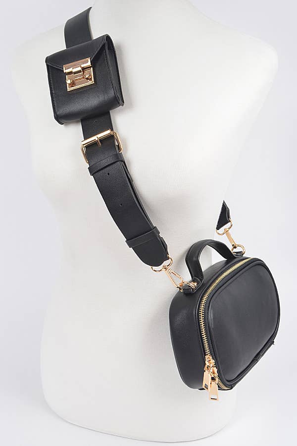 Crossbody Bag W/Mini Pouch - Black