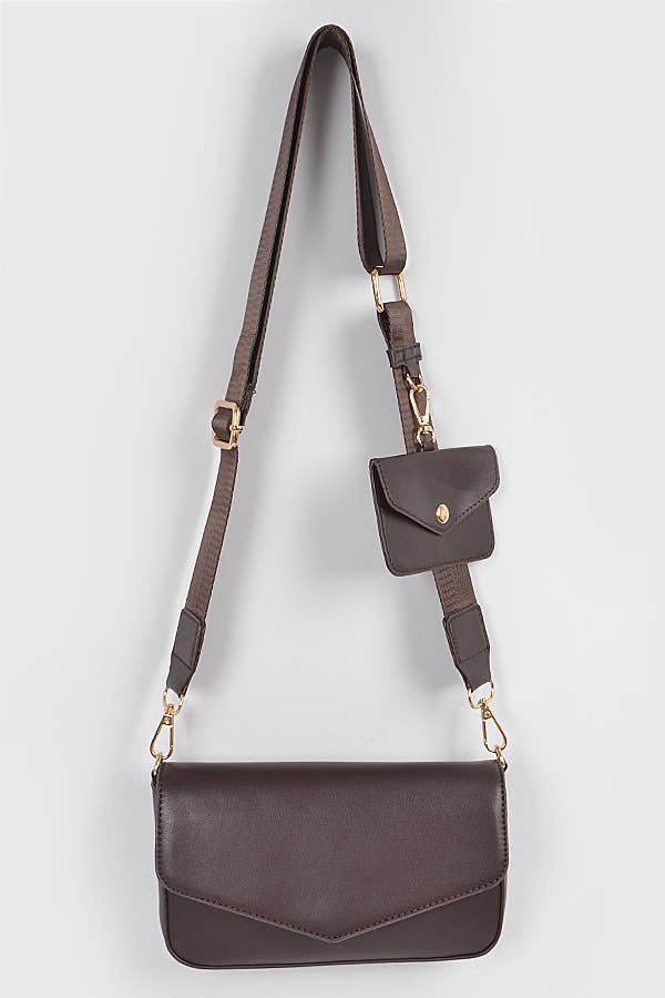 Crossbody Bag W/Air pod Pouch - Brown