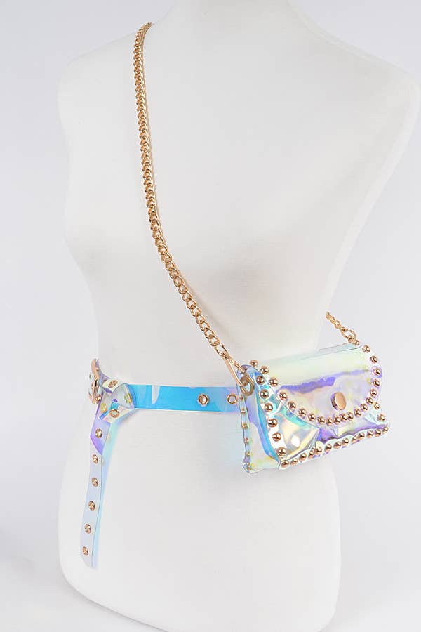 Clear Belt W/Studded Mini Bag - AB Gold