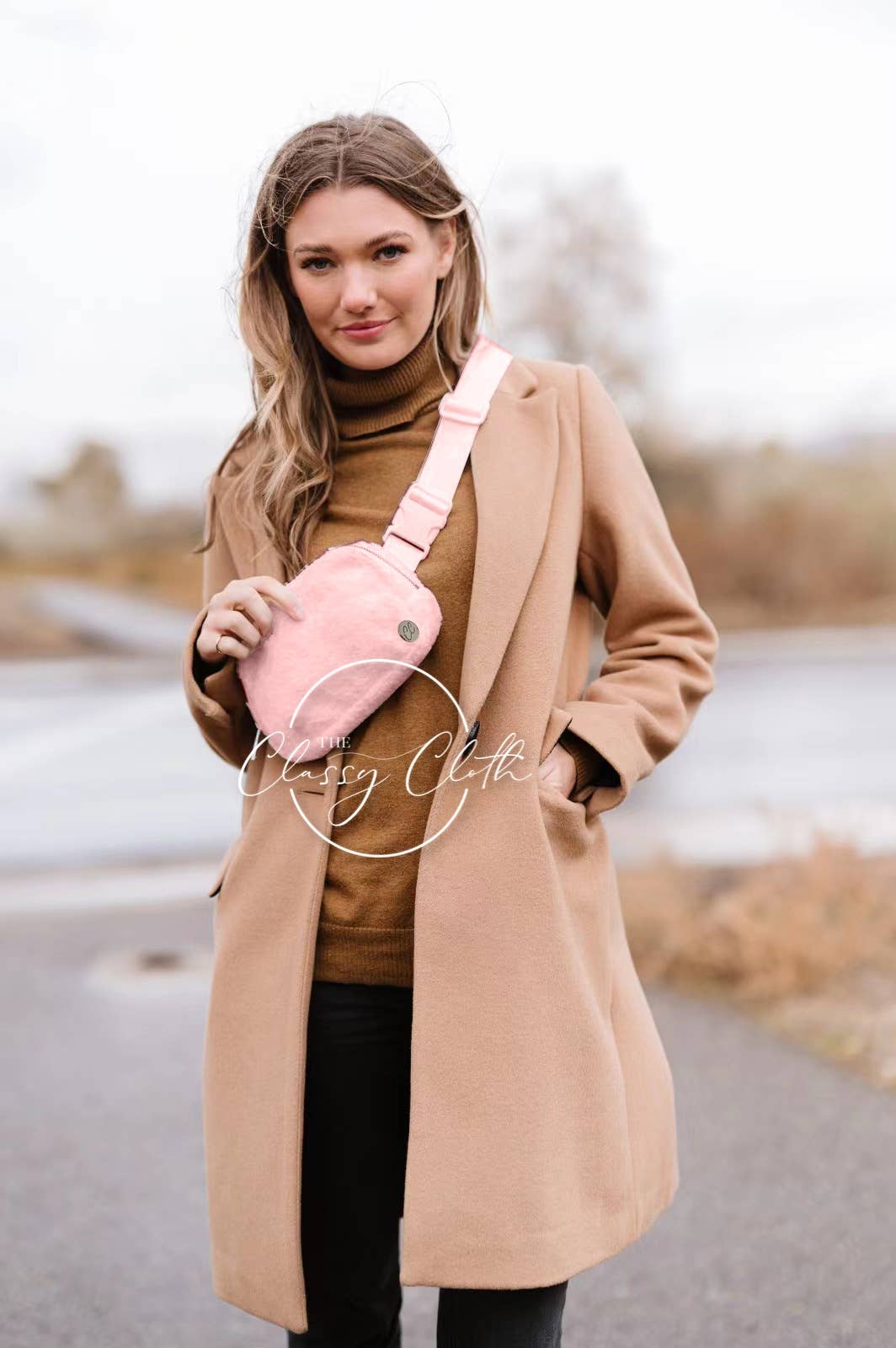 Fleece Lula Shoulder Sling Belt Bag - Blush