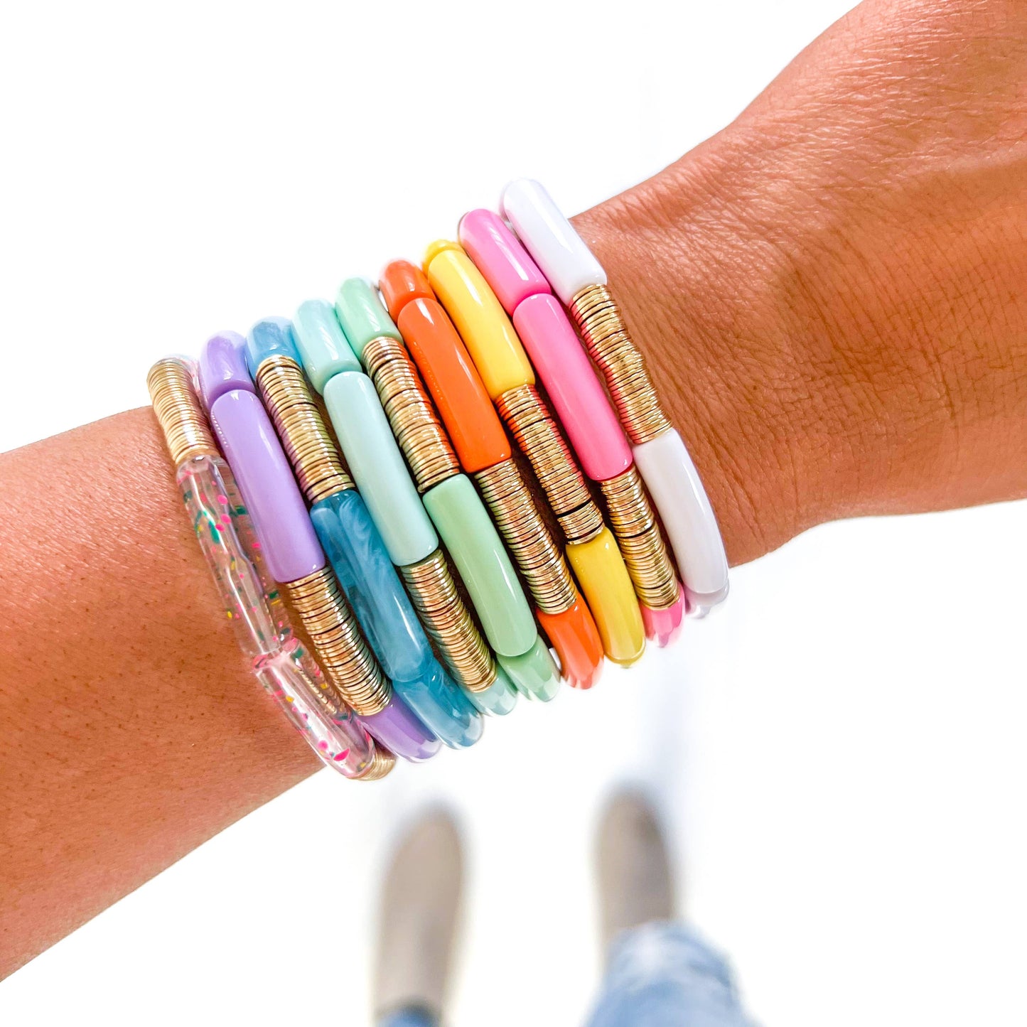 Spring Acrylic Tube Bamboo Bracelet