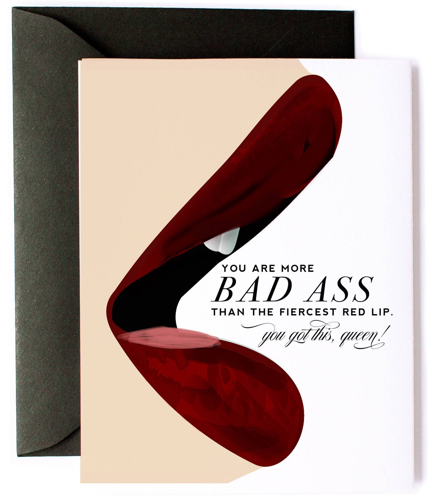 Fierce Red Lip, Bad Ass Encouragement Card