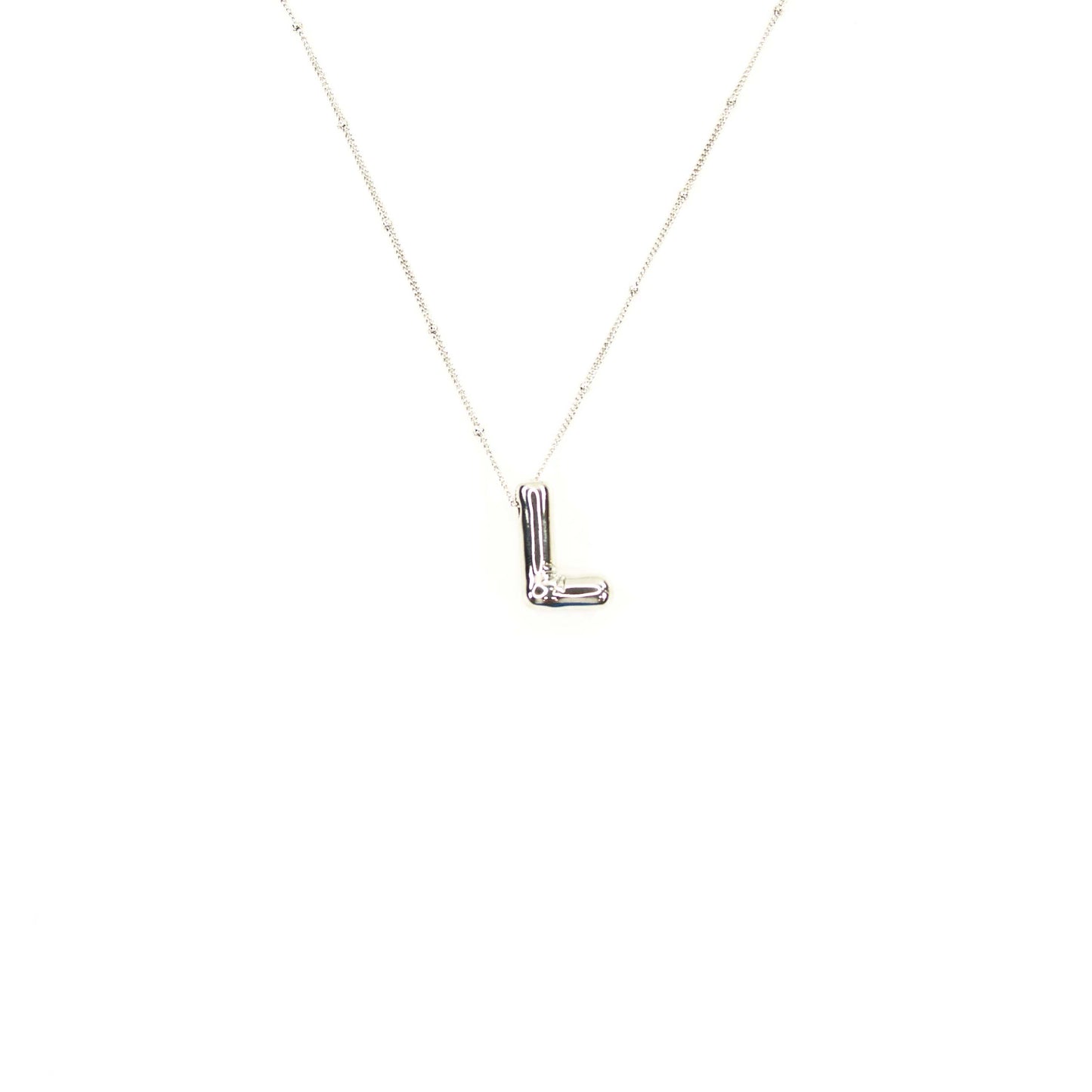 Initial Balloon Bubble Silver Necklace: L