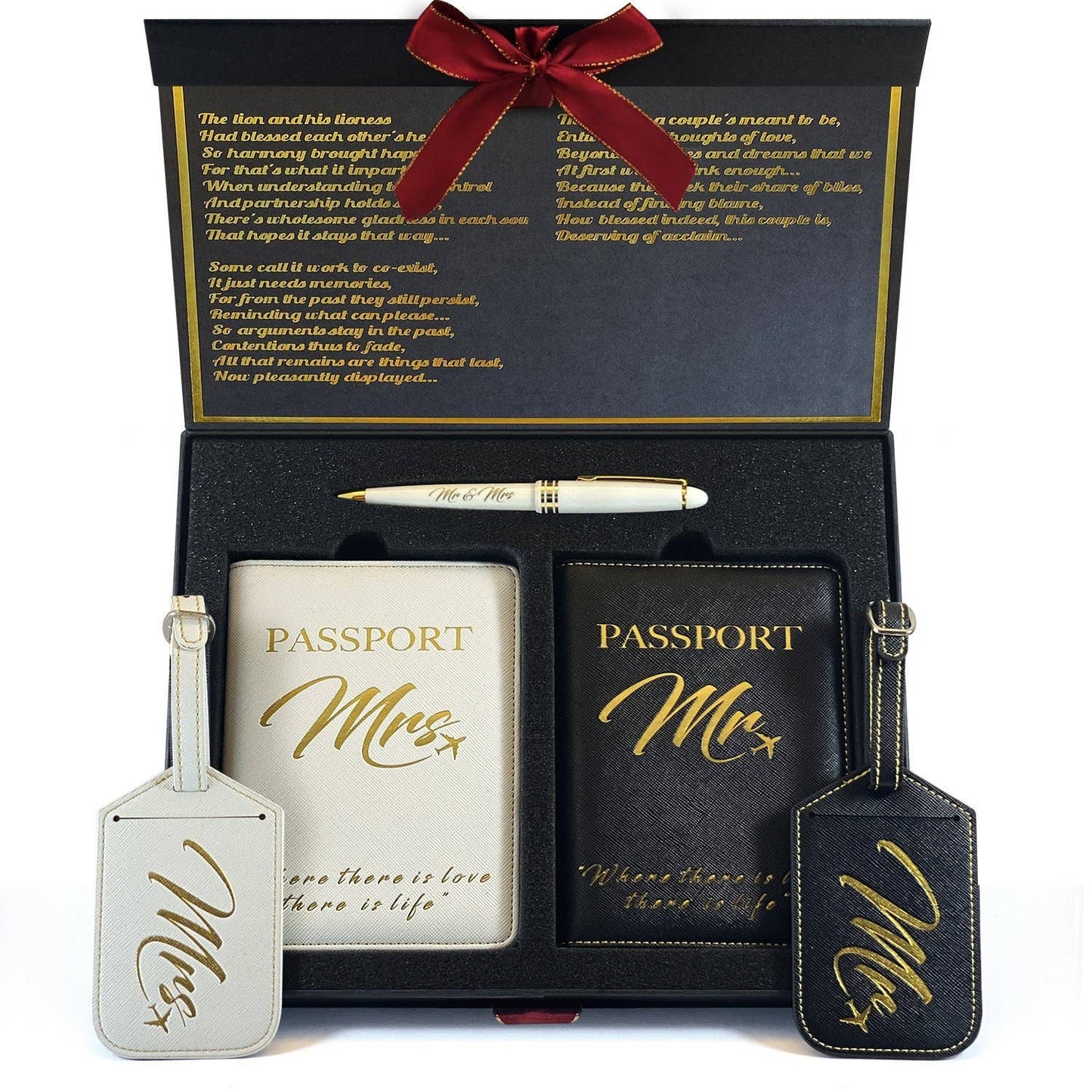 Mr. & Mrs. Luggage Tags + Passport Holder