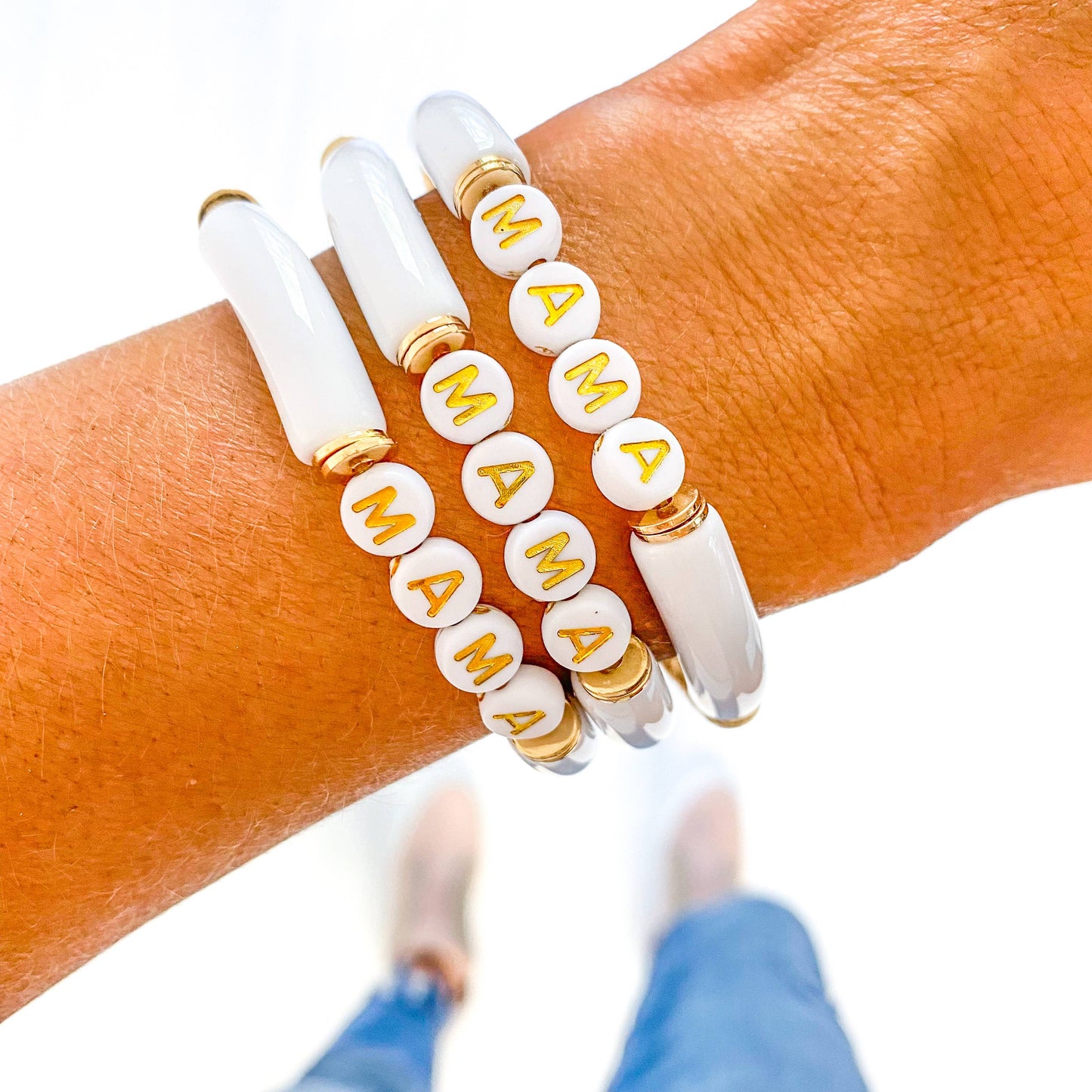 Mama Acrylic Tube Bamboo Bracelet
