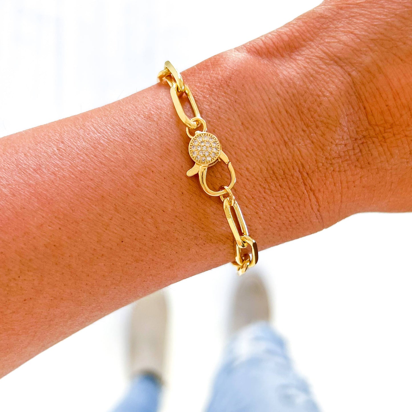 Gold Link Pave' Bracelet