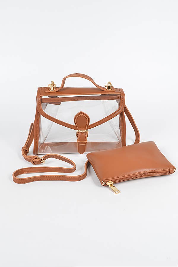 Clear Bag W/Coin Purse - Brown