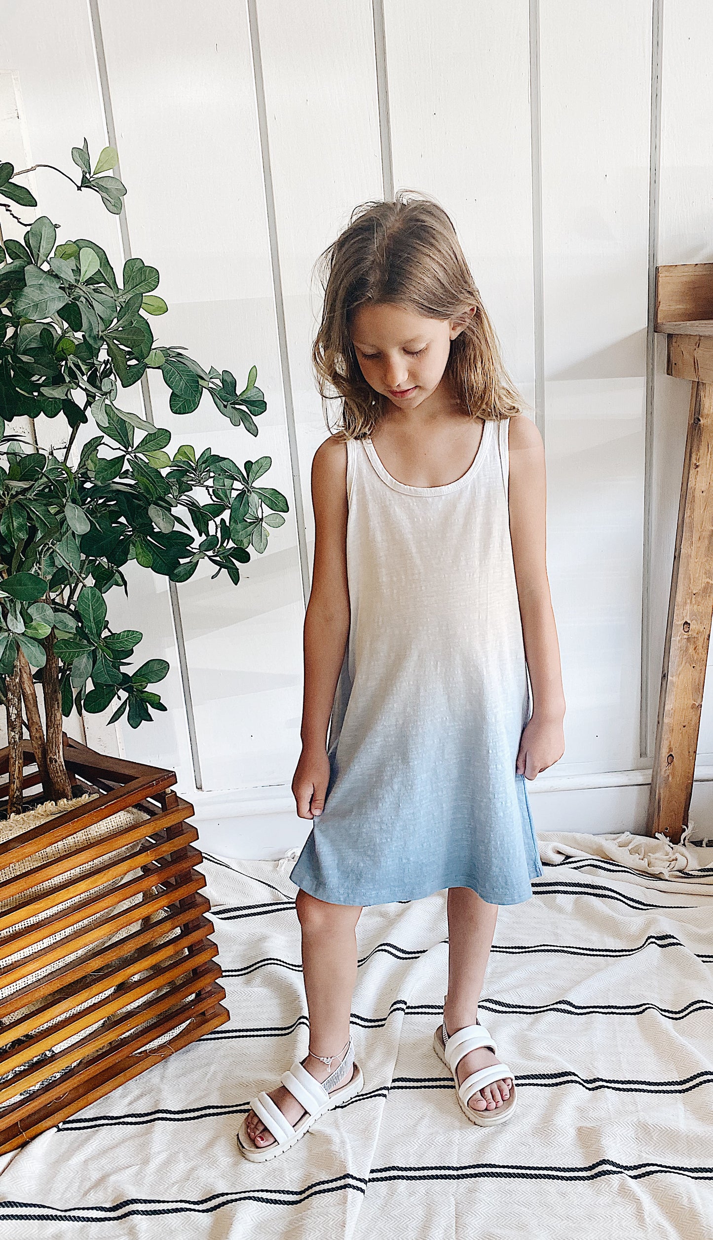 Girls Amalfi Dip Dye Dress - Ocean