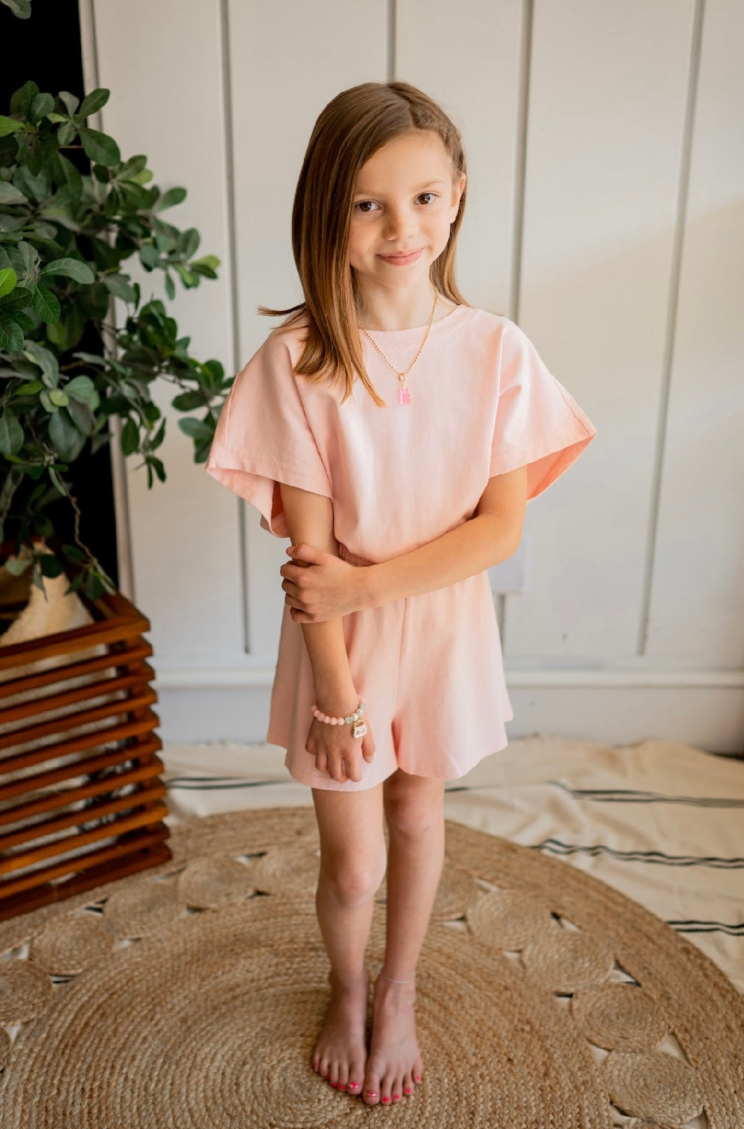 Girls Kelby Romper - Silver Pink