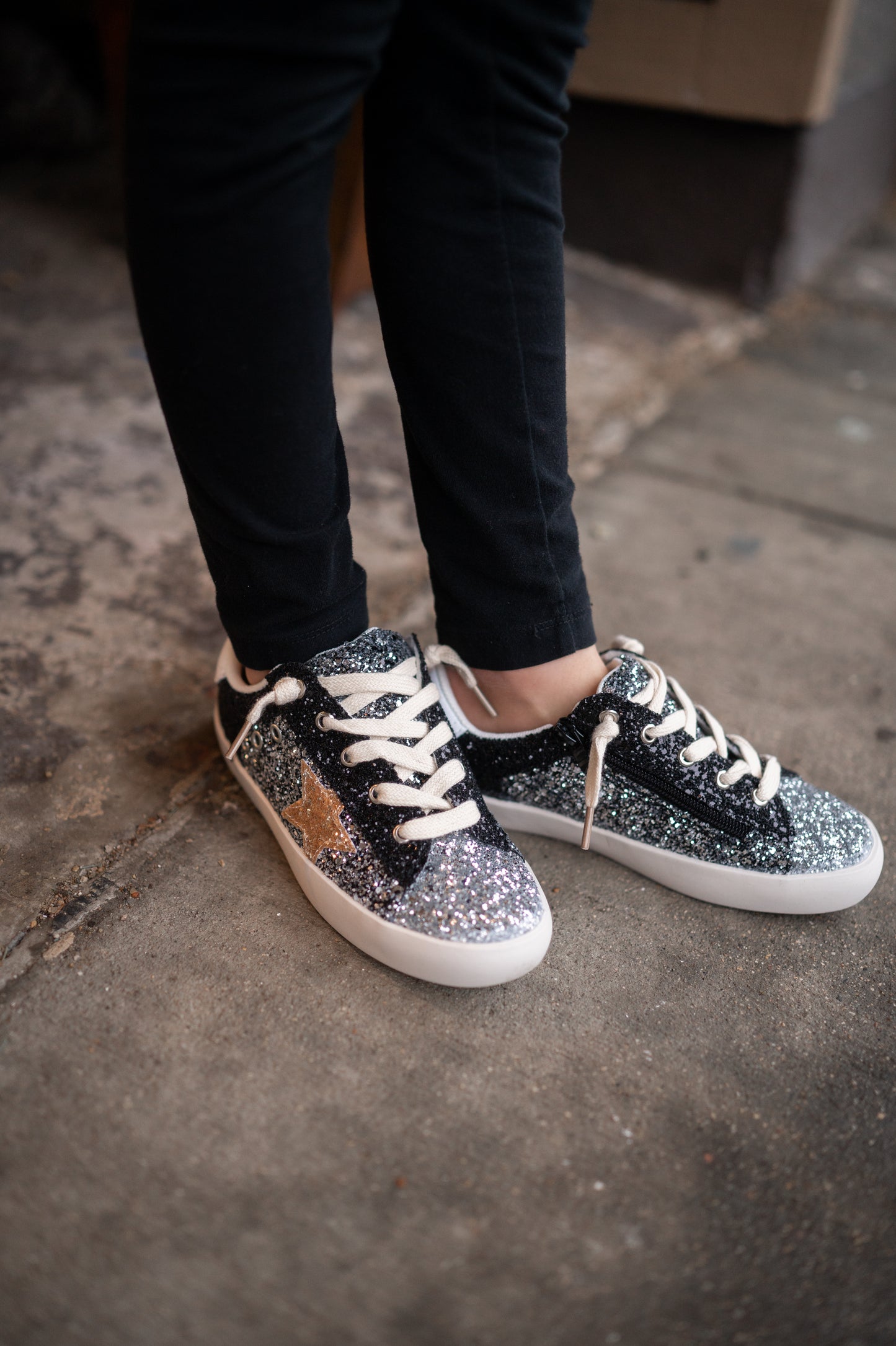 Black & Gold Glitter Sneakers