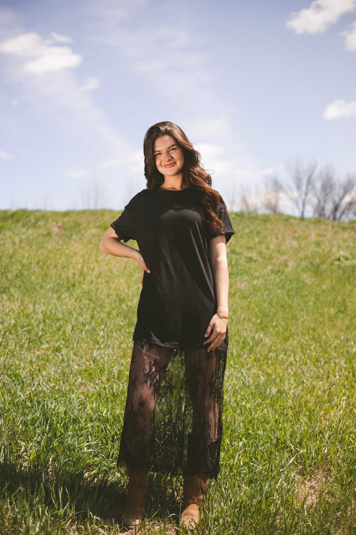 Black Floral Lace Maxi Dress