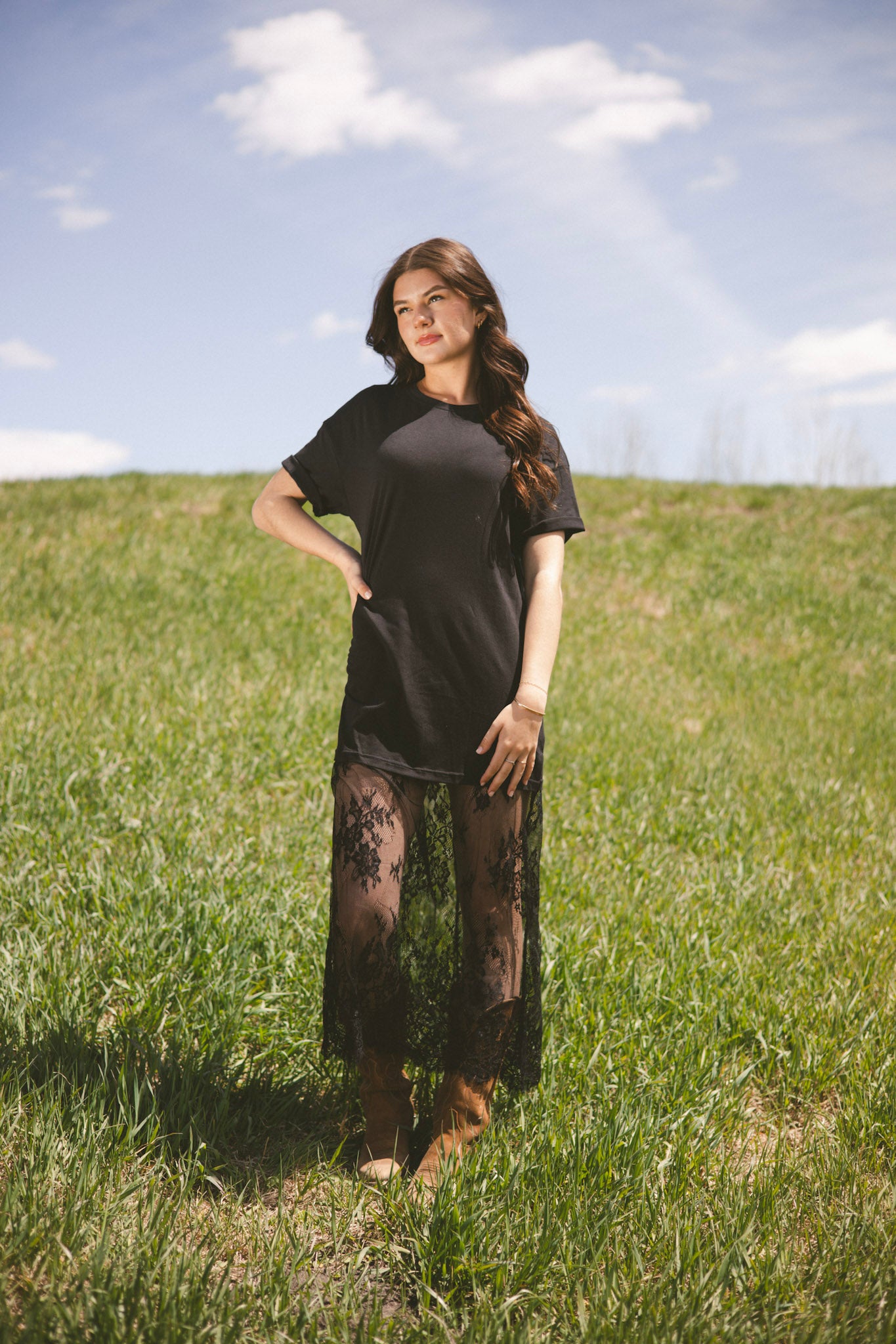 Black Floral Lace Maxi Dress