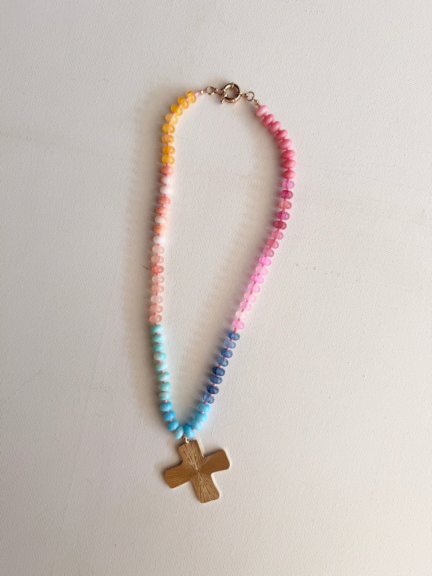 Faith Cross Glass Beaded Necklace