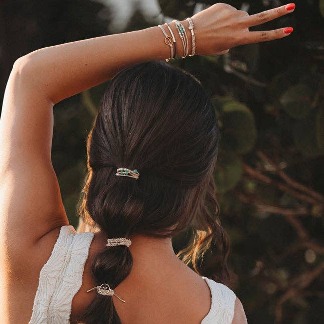 "Reflect" Gold Wave with Beachy Neutrals Hair Tie Bracelets - Medium