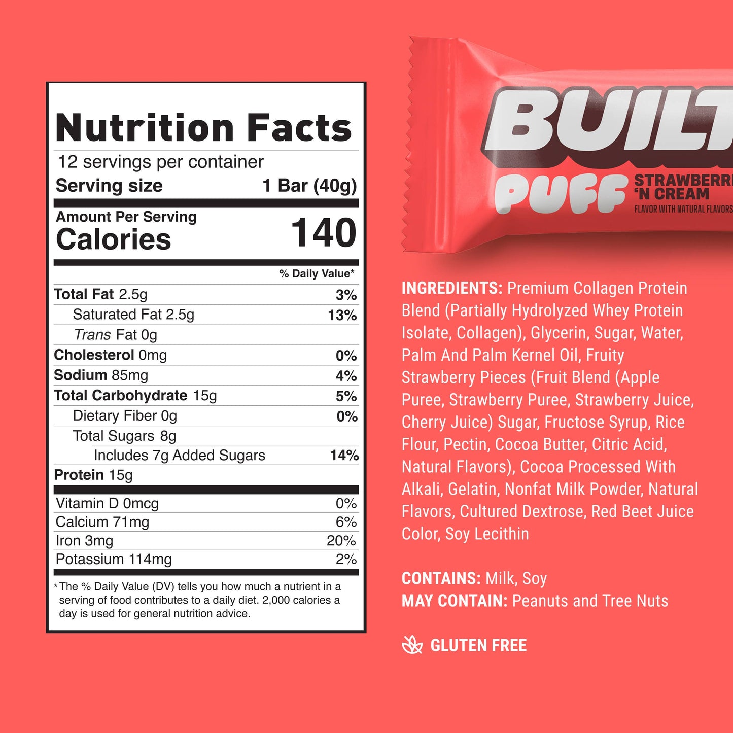 Built Single Puff Protein Bar - Strawberries ‘N Cream