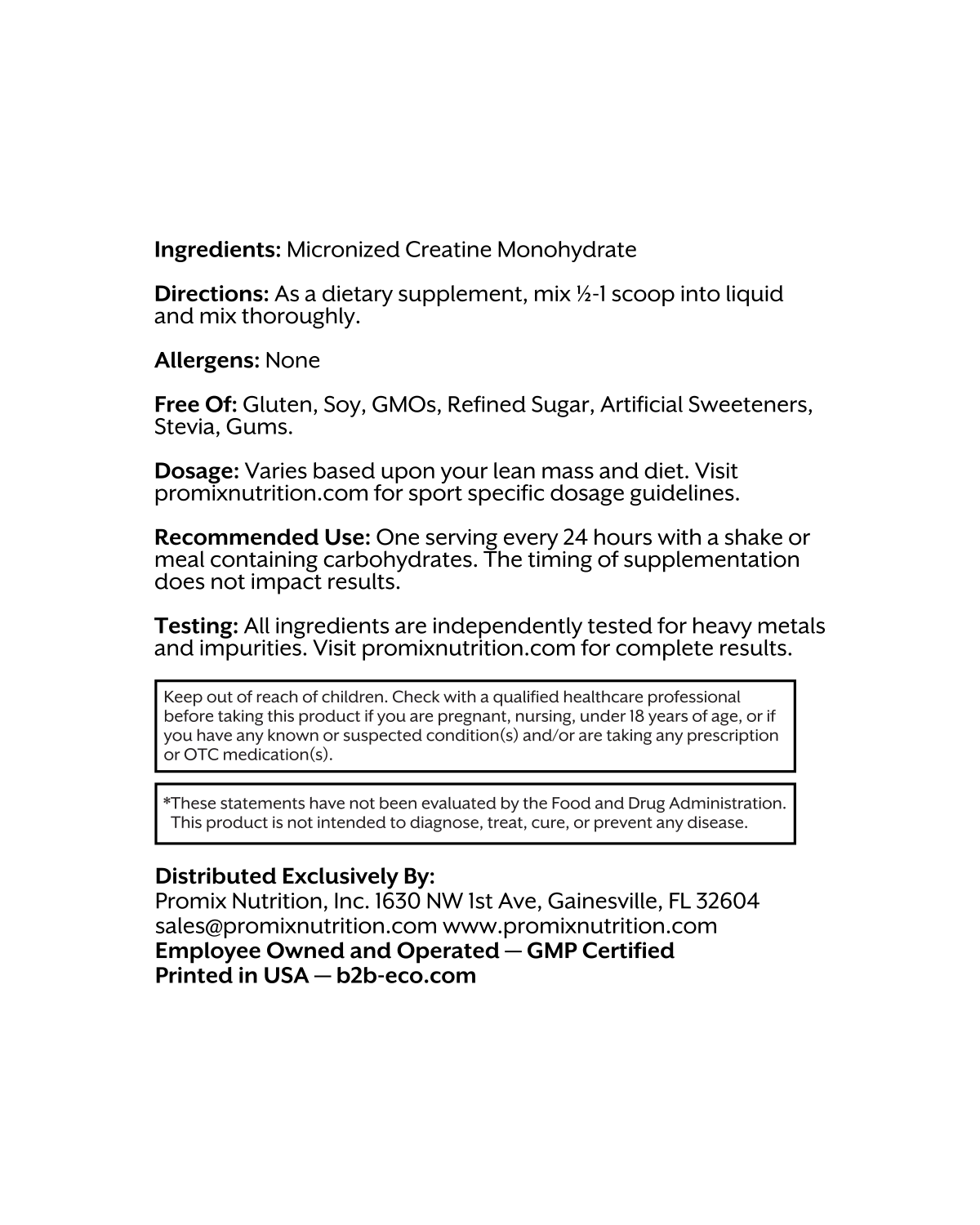 Non-GMO Creatine: 30ct