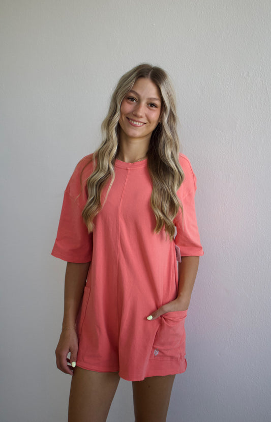 Hot Shot Tee Romper - Hibiscus