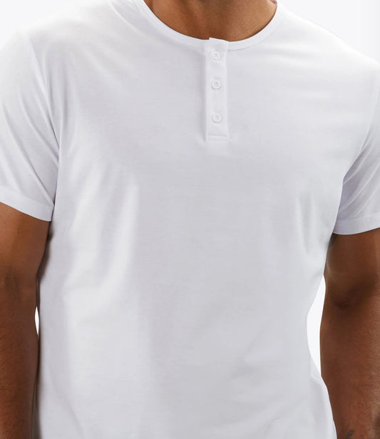 AO Henley Curve-Hem - White