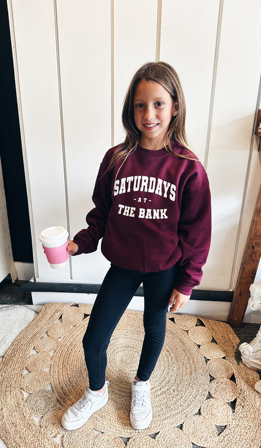 Saturdays At The Bank Youth Pullover - Maroon