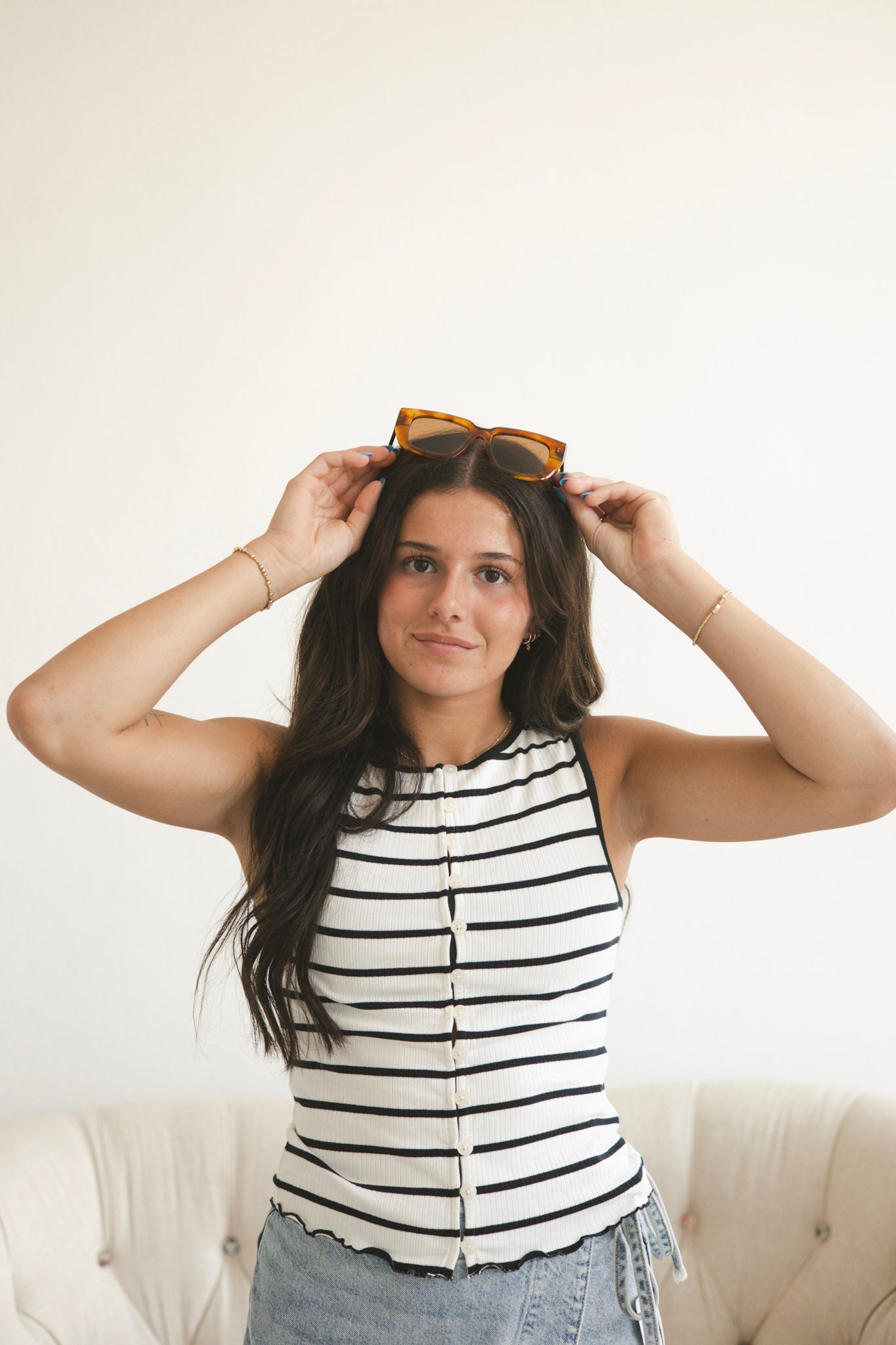 Tilly Striped Vest - Black/White