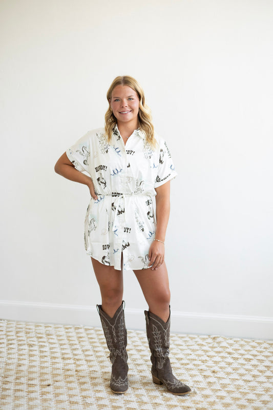 Cowgirl Satin Shirt Dress