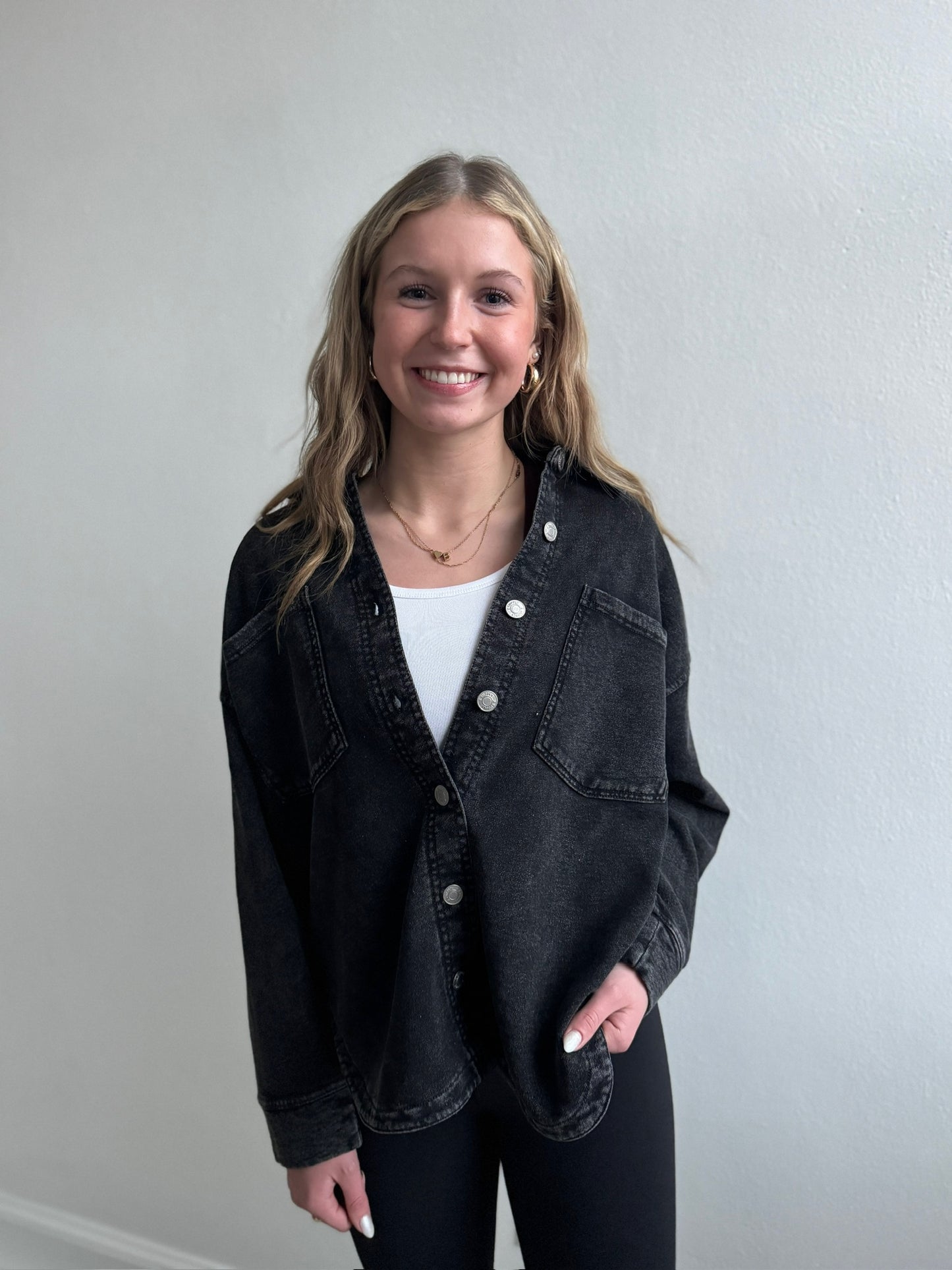 All Day Knit Denim Jacket - Vintage Smoke