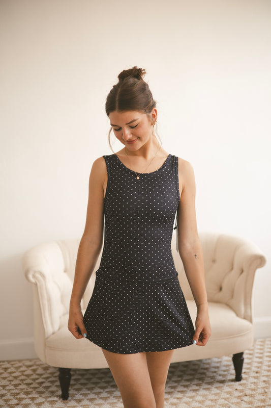 Black Polka Dot Mini Dress