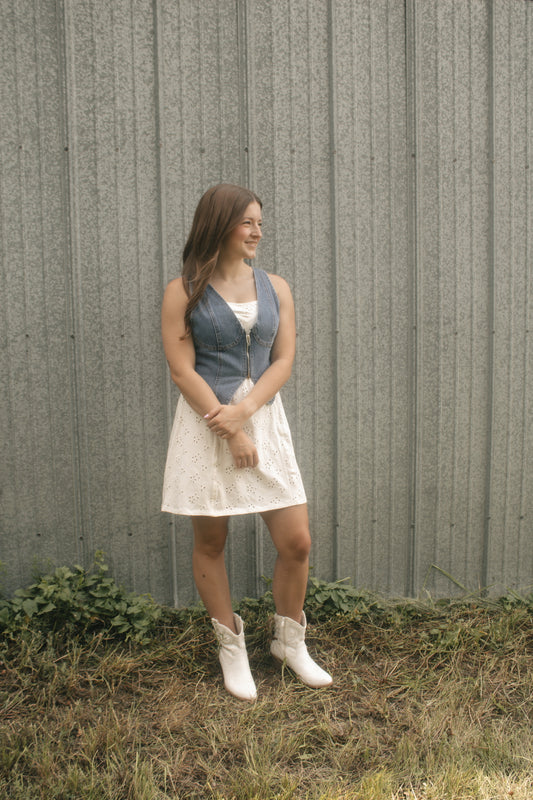 Sleeveless V-Neck Denim Vest