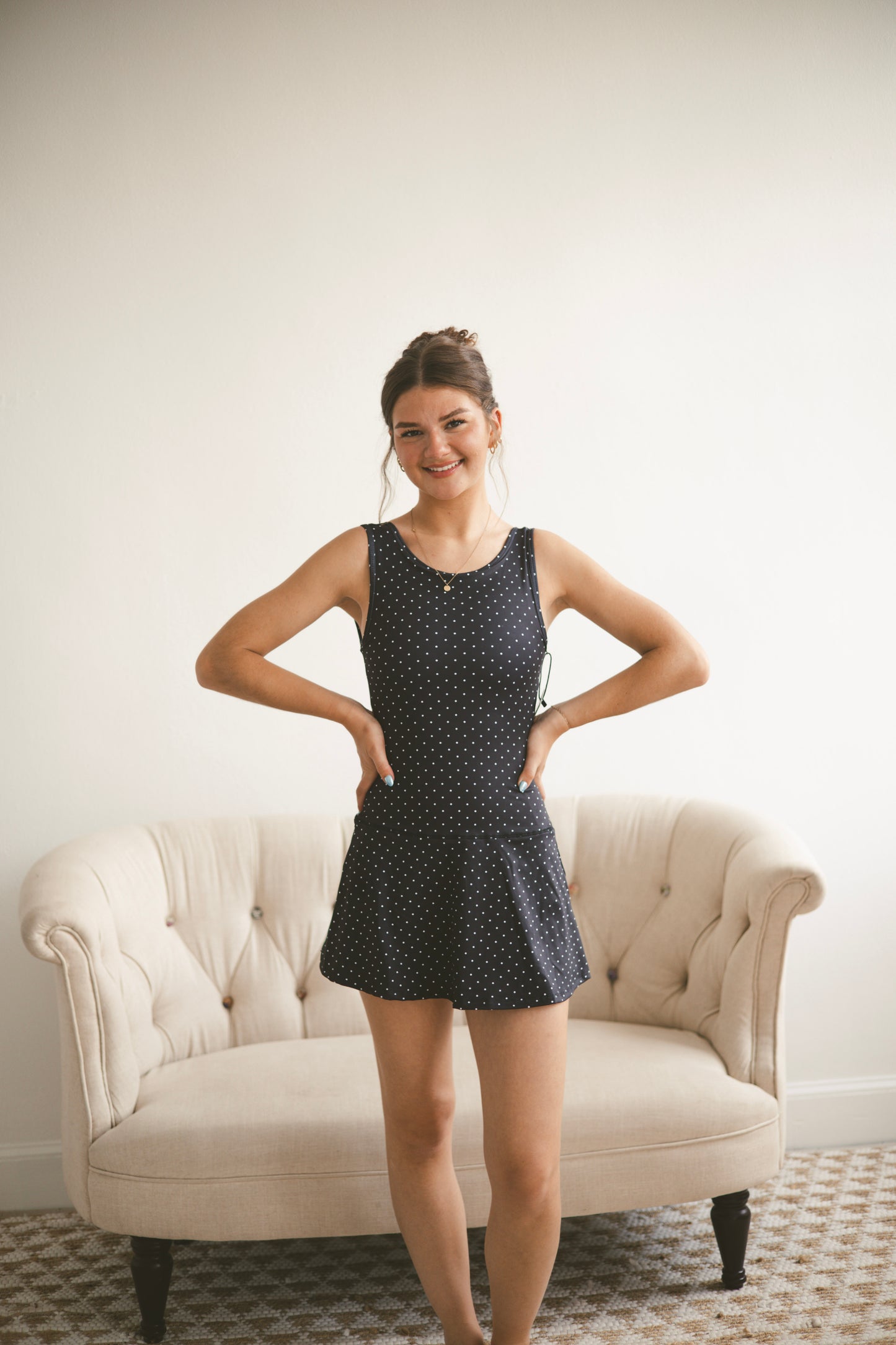 Black Polka Dot Mini Dress