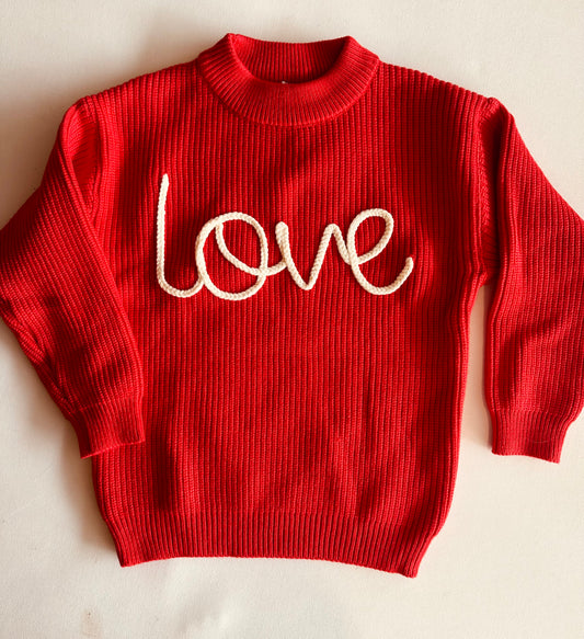 Love Embroidered Chunky Sweater