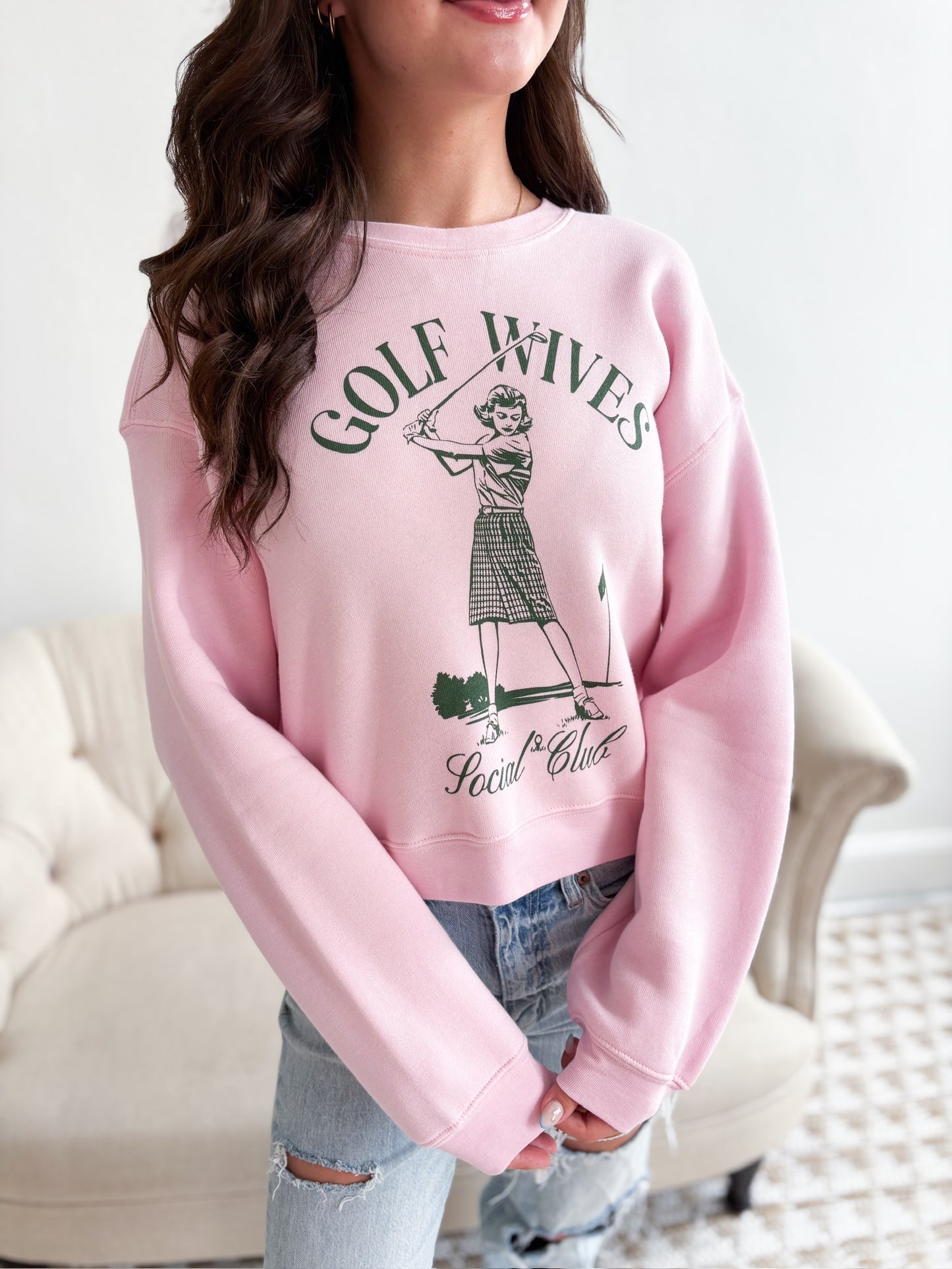 Golf Wives Social Club Sweatshirt - Baby Pink