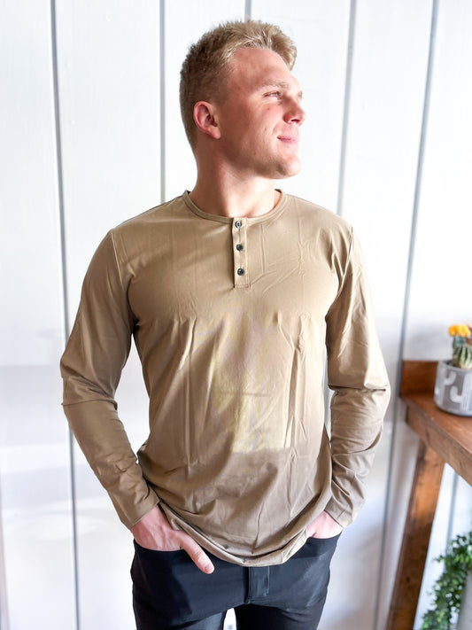 AO LS Henley Curve-Hem - Dove