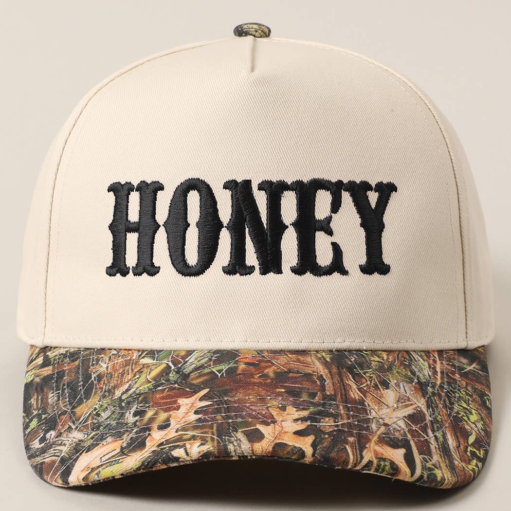 Honey Lettering Camo Two-Tone Cap