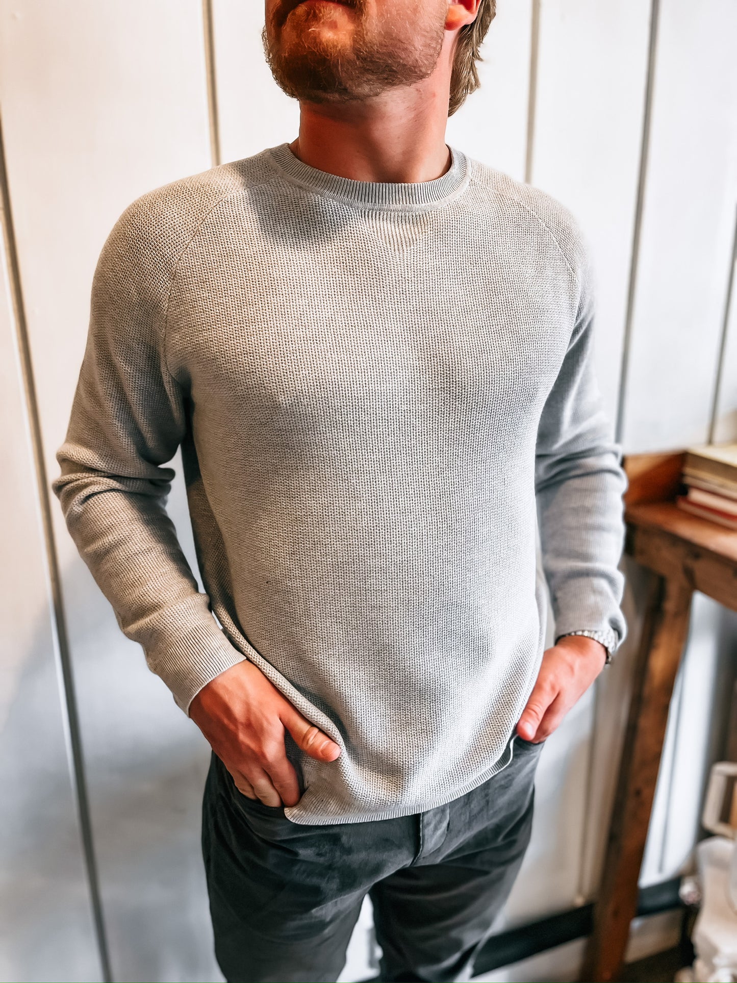 Cassady Crewneck Sweater - Light Gray Solid