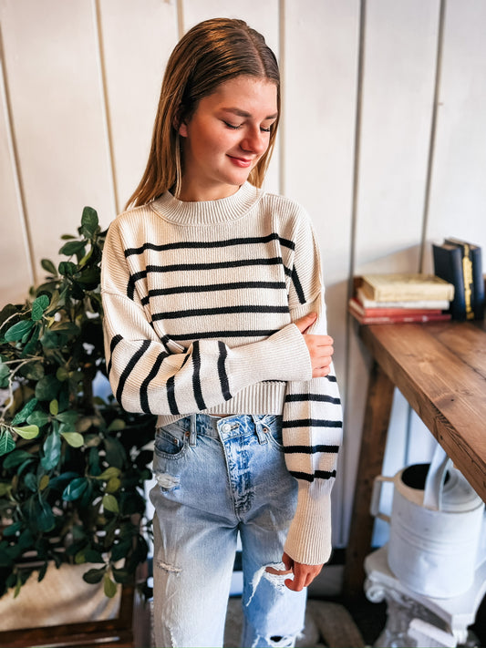 Stripe Easy Street Crop Pullover