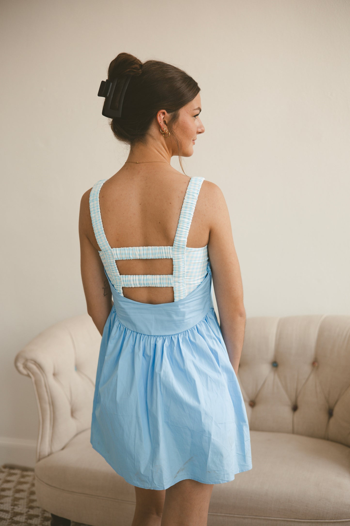 Beau Blue Gingham Romper