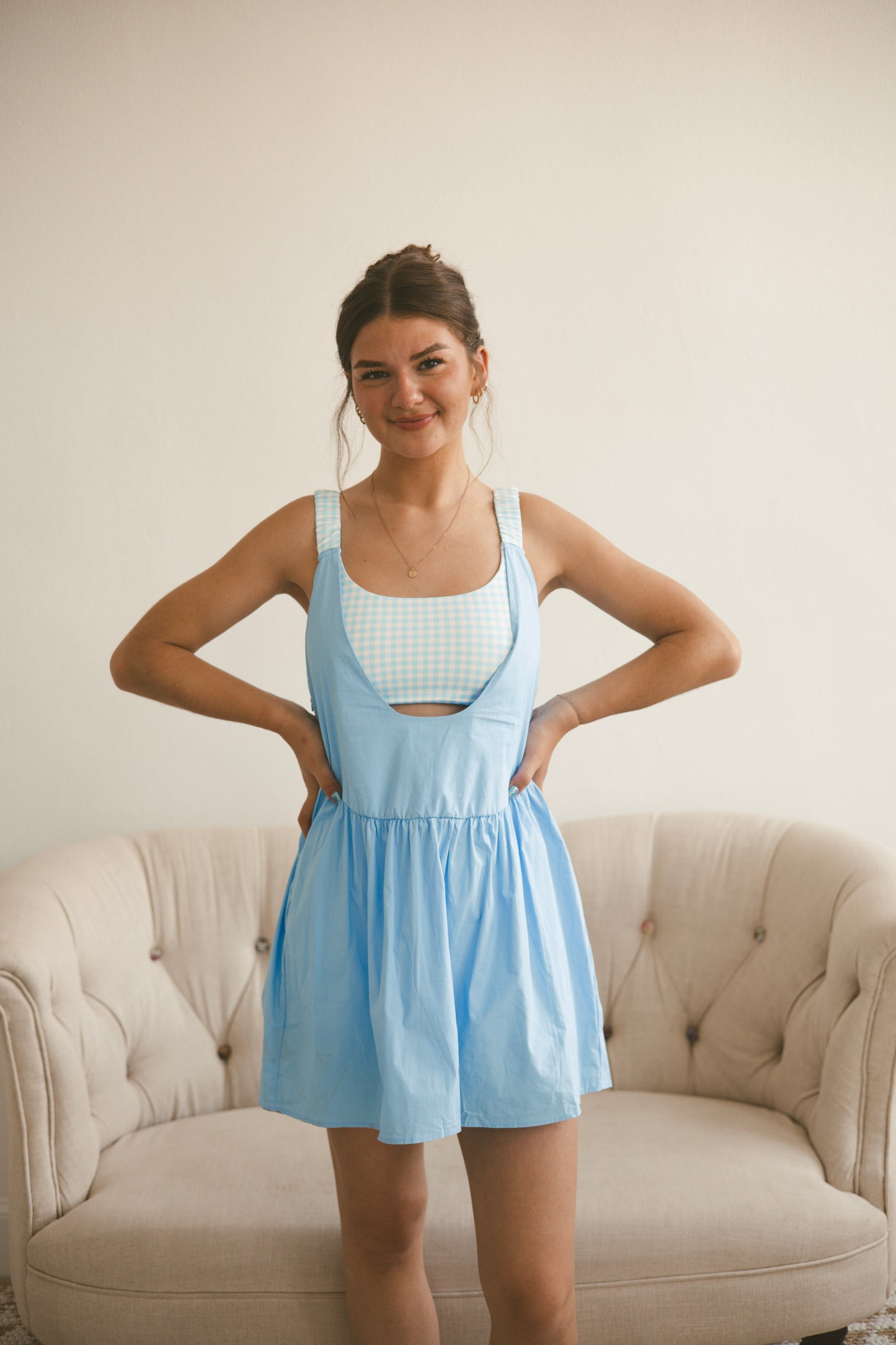 Beau Blue Gingham Romper