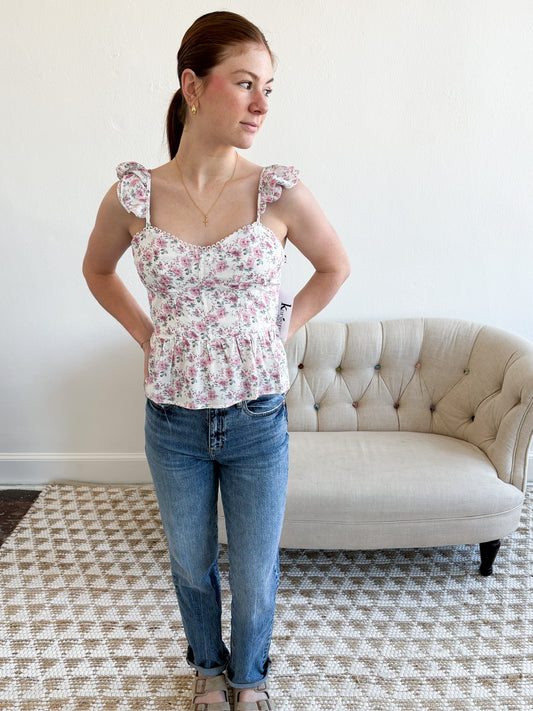 Aurelia Floral Peplum Tank Top