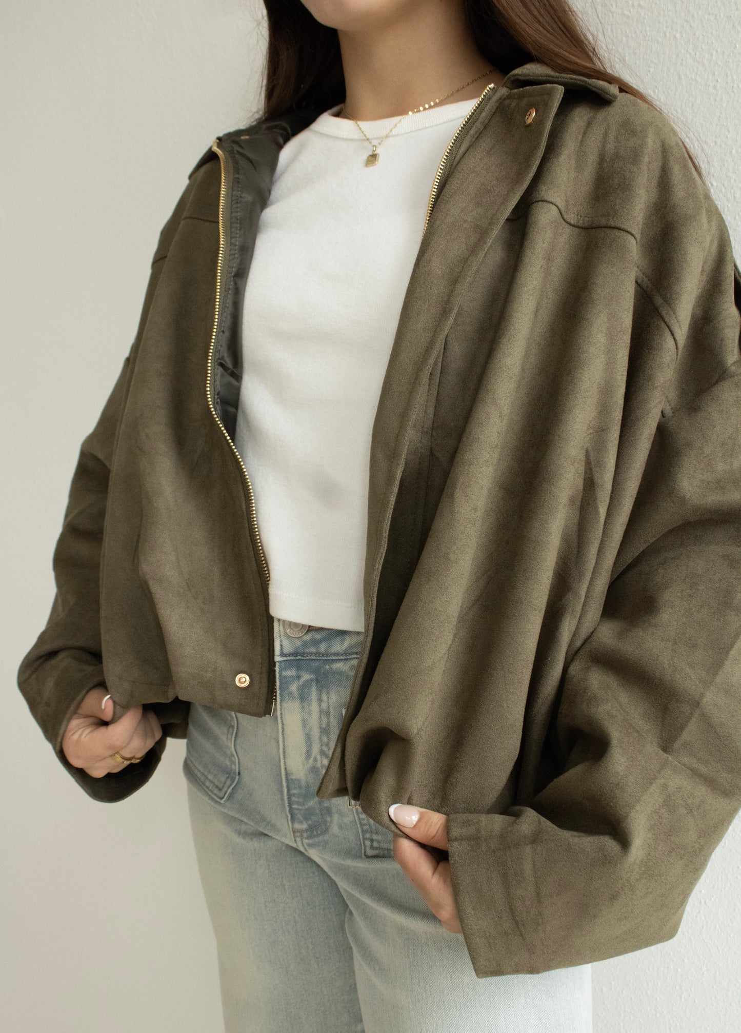 Suede Notch Collar Jacket
