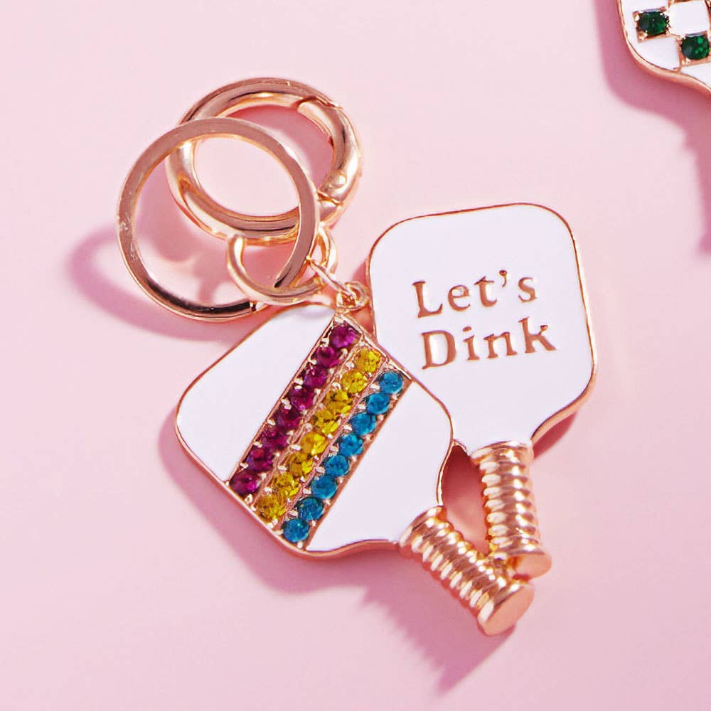 LETS DINK Pickleball Keychain Bag Charm - White