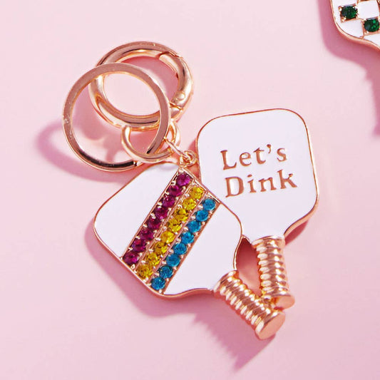 LETS DINK Pickleball Keychain Bag Charm - White