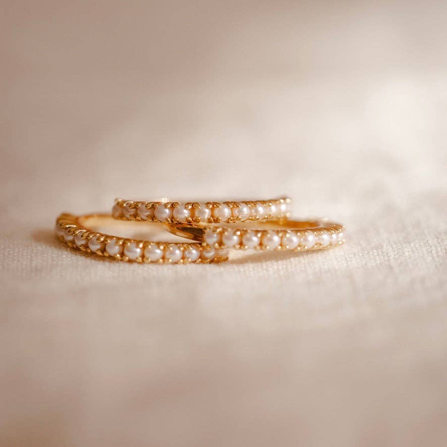 Pearl Stacking Band Ring - Gold Vermeil