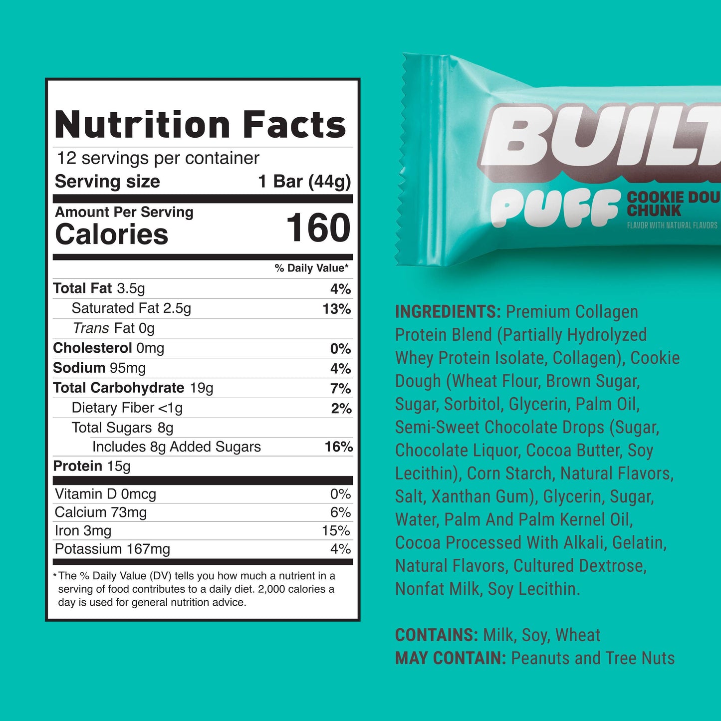 BUILT Puff Protein Bars - Cookie Dough Chunk