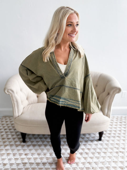 Jude Denim Pullover - Warm Camel
