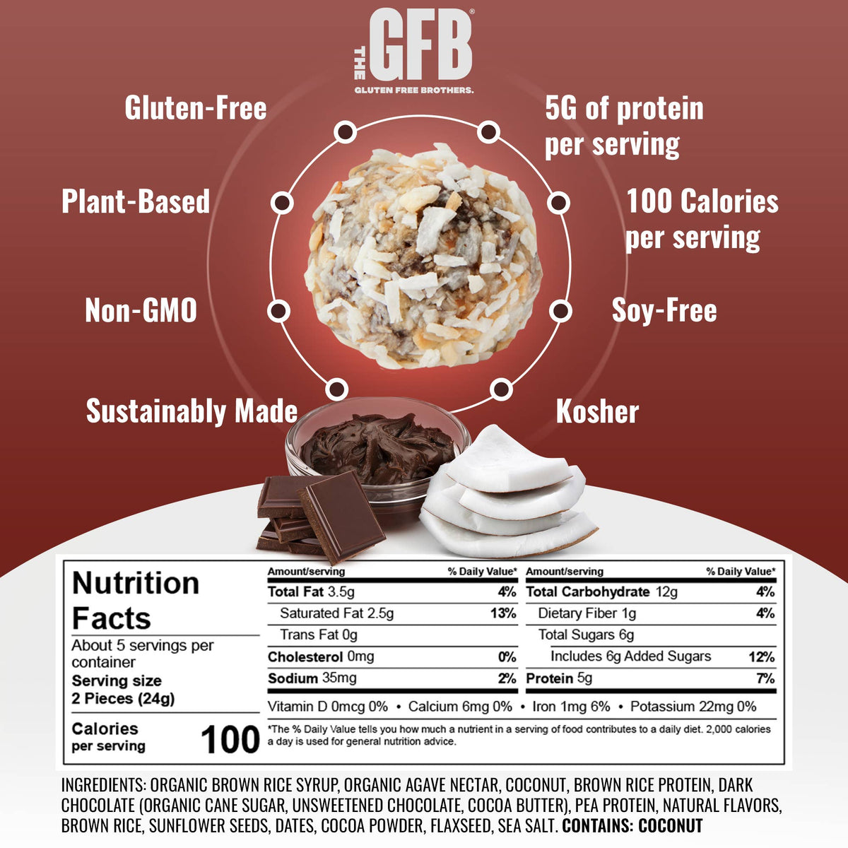 Dark Chocolate Coconut Protein Bites