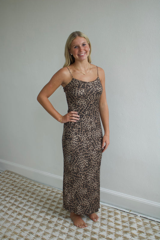 Cielo Leopard Midi Dress - Desert Tan